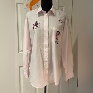 Vintage Betty Boop Women’s Striped Graphic Embellished Button Up Shirt Medium